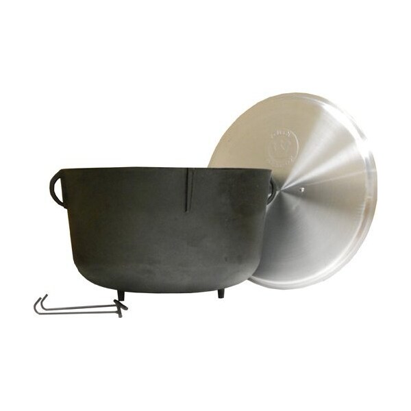 King Kooker 1720A Fornello Da Esterno Con Pentolone In Ghisa 5 Galloni (19L), Bruciatore 60.000 BTU, Kit Per Jambalaya Con Coperchio, Termometro E Ricettario
